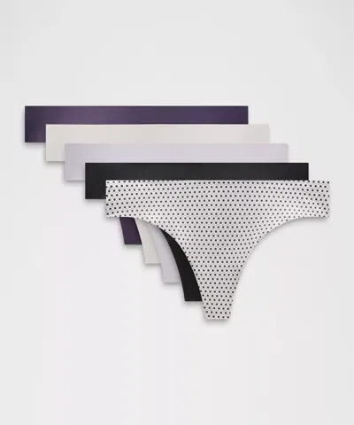 Lululemon Invisiwear Mid-rise Thong Underwear In Black