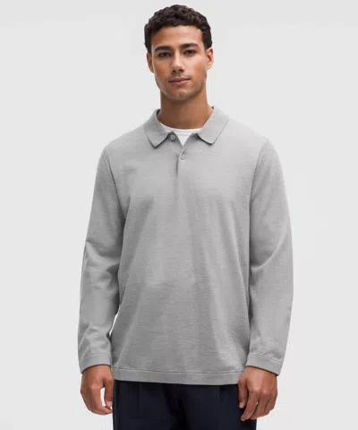 Lululemon New Venture Long-sleeve Knit Polo Shirt In Gray