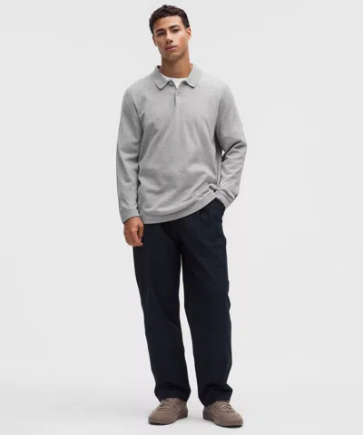Lululemon New Venture Long-sleeve Knit Polo Shirt In Gray