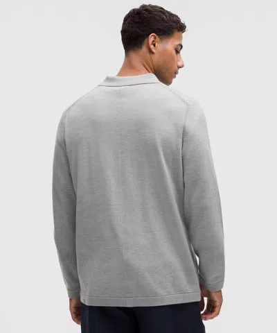 Lululemon New Venture Long-sleeve Knit Polo Shirt In Gray