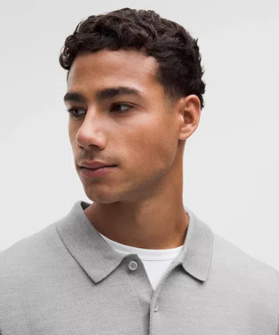Lululemon New Venture Long-sleeve Knit Polo Shirt In Gray