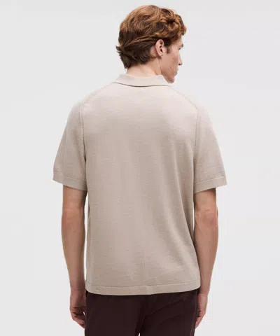 Lululemon New Venture Short-sleeve Knit Polo Shirt In Neutral