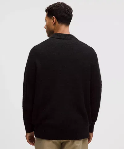 Lululemon Wool-blend Ribbed Polo Shirt In Black