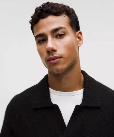 Lululemon Wool-blend Ribbed Polo Shirt In Black