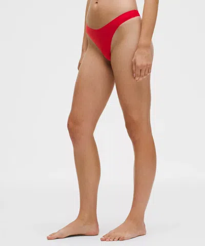 Lululemon Wundermost Ultra-soft Nulu Dipped-waist Thong Underwear In Red