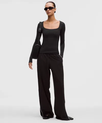 Lululemon Wundermost Ultra-soft Nulu Square-neck Long-sleeve Shirt In Black