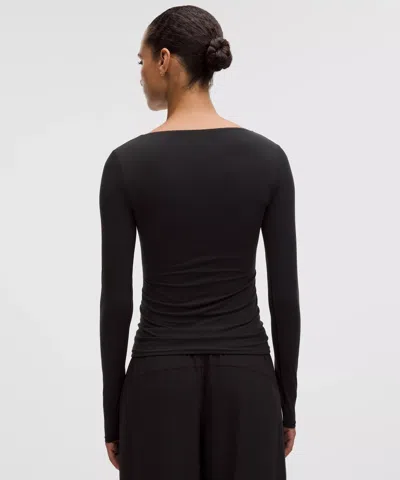 Lululemon Wundermost Ultra-soft Nulu Square-neck Long-sleeve Shirt In Black