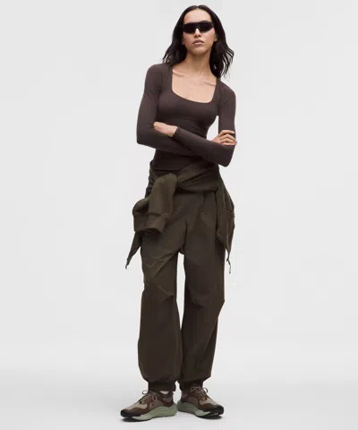 Lululemon Wundermost Ultra-soft Nulu Square-neck Long-sleeve Shirt In Brown