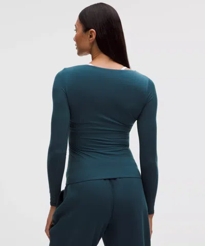 Lululemon Wundermost Ultra-soft Nulu Square-neck Long-sleeve Shirt In Blue