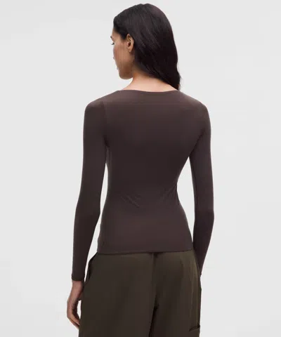 Lululemon Wundermost Ultra-soft Nulu Square-neck Long-sleeve Shirt In Brown