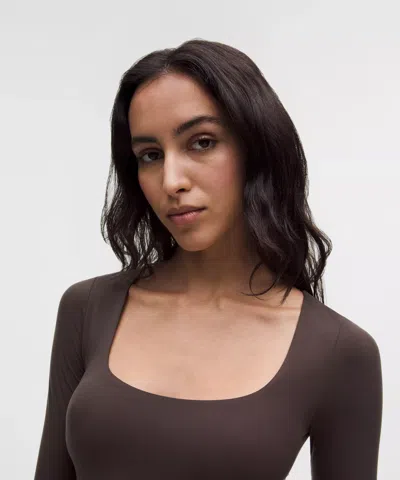 Lululemon Wundermost Ultra-soft Nulu Square-neck Long-sleeve Shirt In Brown