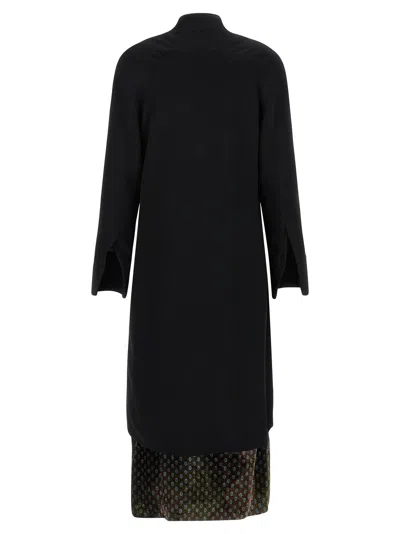 Dries Van Noten Delsey Dress Draped Neckline Long Sleeves