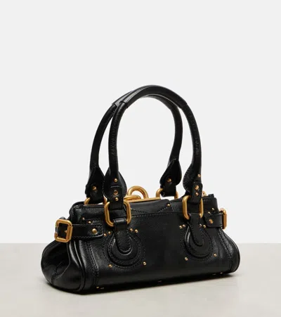 Chloé Paddington Padlock Shoulder Bag In Leather In Black