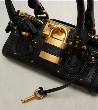 Chloé Paddington Padlock Shoulder Bag In Leather In Black