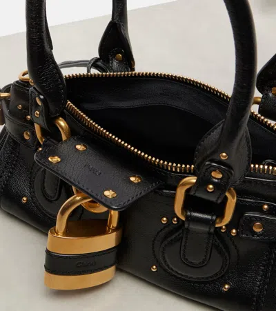 Chloé Paddington Padlock Shoulder Bag In Leather In Black