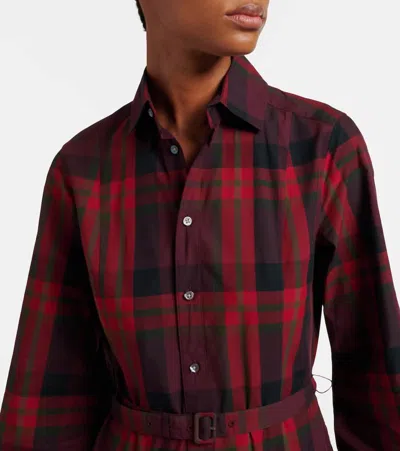 Polo Ralph Lauren Belted Plaid Cotton-blend Shirt Dress In Multi