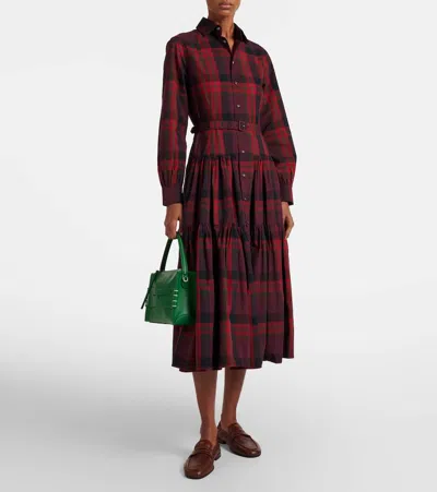 Polo Ralph Lauren Belted Plaid Cotton-blend Shirt Dress In Multi