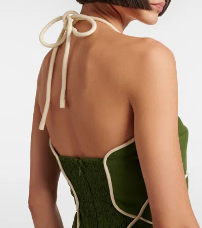 Farm Rio Linen-blend Minidress In Green