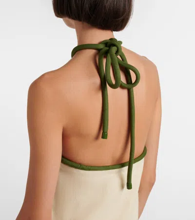 Farm Rio Coconut Halter Linen Mini Dress In Multi