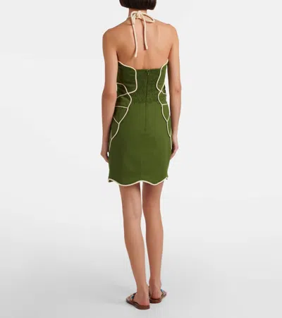 Farm Rio Linen-blend Minidress In Green