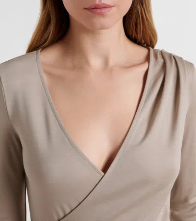 Max Mara Adagio Virgin Wool Wrap Top In Brown