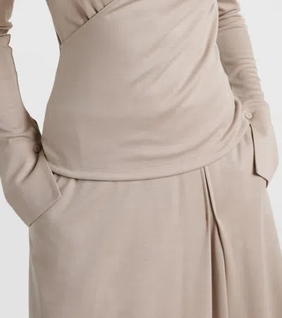 Max Mara Adagio Virgin Wool Wrap Top In Brown