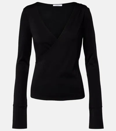 Max Mara Adagio Virgin Wool Wrap Top In Black
