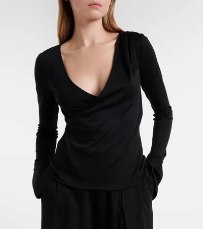 Max Mara Adagio Virgin Wool Wrap Top In Black