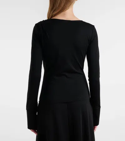 Max Mara Adagio Virgin Wool Wrap Top In Black