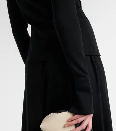 Max Mara Adagio Virgin Wool Wrap Top In Black