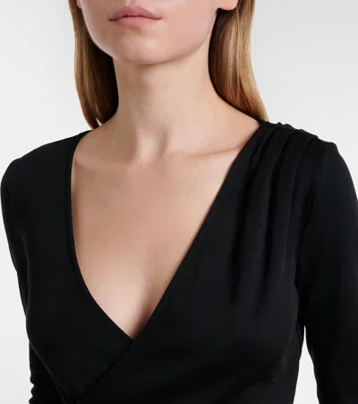 Max Mara Adagio Virgin Wool Wrap Top In Black