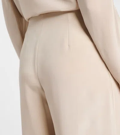 Max Mara Palude Pleated Silk-blend Wide-leg Pants In Neutral
