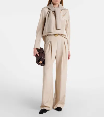 Max Mara Mitico Silk-blend Blouse In Neutral