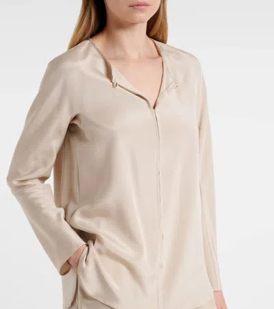 Max Mara Mitico Silk-blend Blouse In Neutral