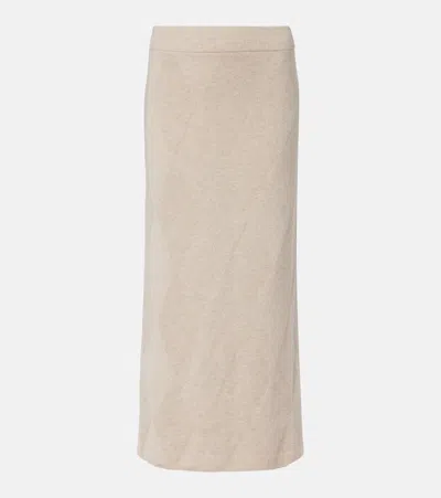Max Mara Salubre Argyle Cashmere Midi Skirt In Nude