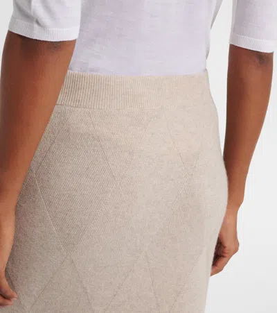 Max Mara Salubre Argyle Cashmere Midi Skirt In Nude