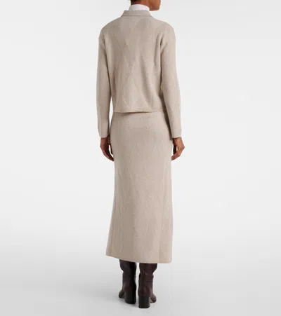Max Mara Salubre Argyle Cashmere Midi Skirt In Nude