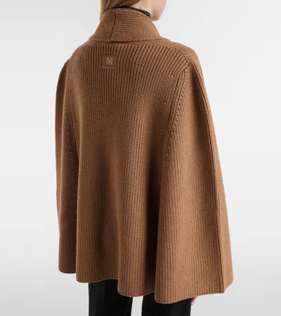 Max Mara Agenzia Double-breasted Virgin Wool Cape In Brown