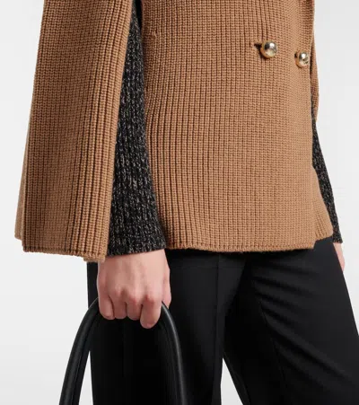 Max Mara Agenzia Double-breasted Virgin Wool Cape In Brown