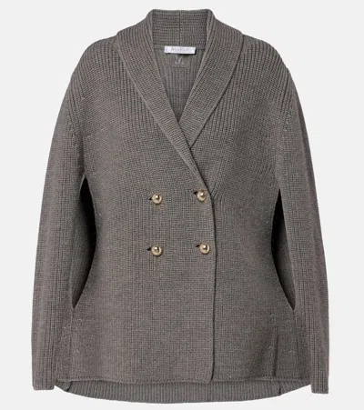 Max Mara Agenzia Double-breasted Virgin Wool Cape In Gray