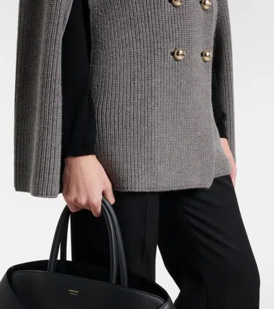 Max Mara Agenzia Double-breasted Virgin Wool Cape In Gray