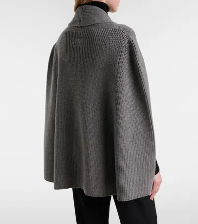 Max Mara Agenzia Double-breasted Virgin Wool Cape In Gray
