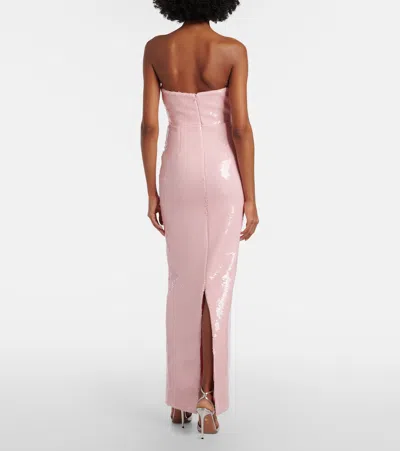 The New Arrivals Ilkyaz Ozel Sisu Sequined Strapless Gown In Pink