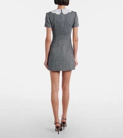 Self-portrait Herringbone Wool-blend Minidress In Gray
