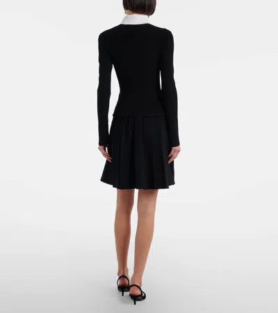 Self-portrait Womens Self Portrait Tailored Long-sleeves Knitted Mini Dress In Black