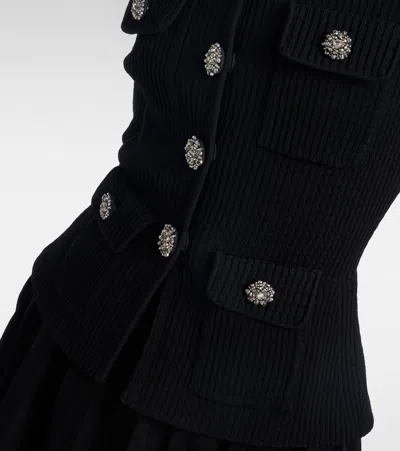 Self-portrait Womens Self Portrait Tailored Long-sleeves Knitted Mini Dress In Black