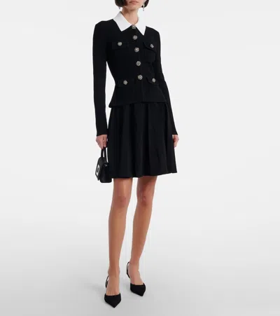 Self-portrait Womens Self Portrait Tailored Long-sleeves Knitted Mini Dress In Black