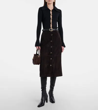 Self-portrait Ribbed-knit Cardigan In Black