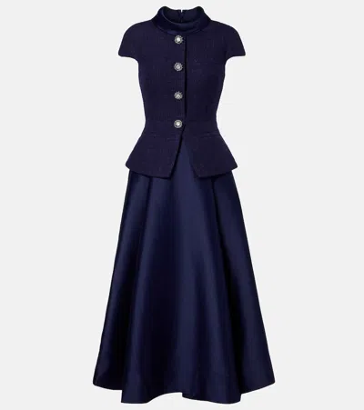 圈圈呢塔夫绸中长连衣裙