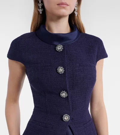 圈圈呢塔夫绸中长连衣裙